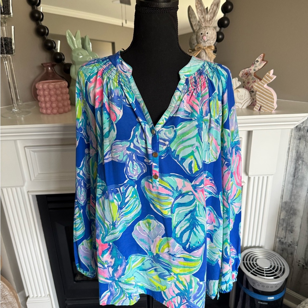 Lilly Pulitzer Elsa Casa Del Sol Silk Blouse